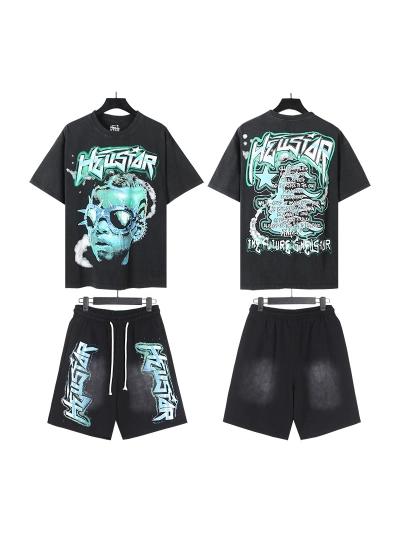 Hellstar T-Shirt and Short Pants Sports Suit 19 01