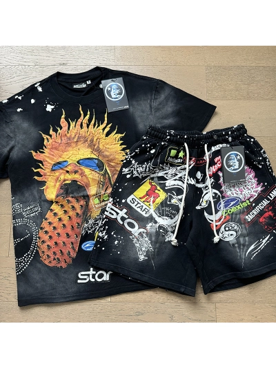 Hellstar T-Shirt and Short Pants Sports Suit 7 01