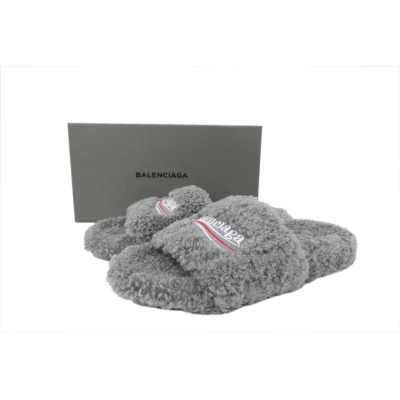 Balenciaga Furry Slides Bright Grey 01