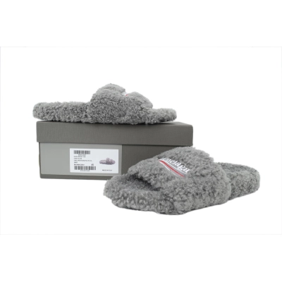 Balenciaga Furry Slides Bright Grey 02