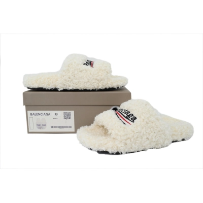 Balenciaga Furry Slides White Coke Label 02