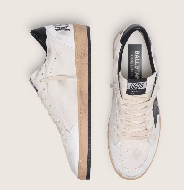 PKGoden Golden Goose Ball-Star Low White Nappa Black Star