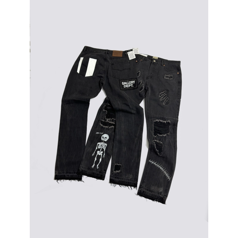 Chrome Hearts T-shirt 2230 and GALLERY DEPT. Skull-patterned distressed jeans G22