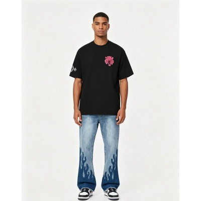 Chrome Hearts T-shirt 2204 and GALLERY DEPT. Denim patchwork flared jeans G88 Suit 01