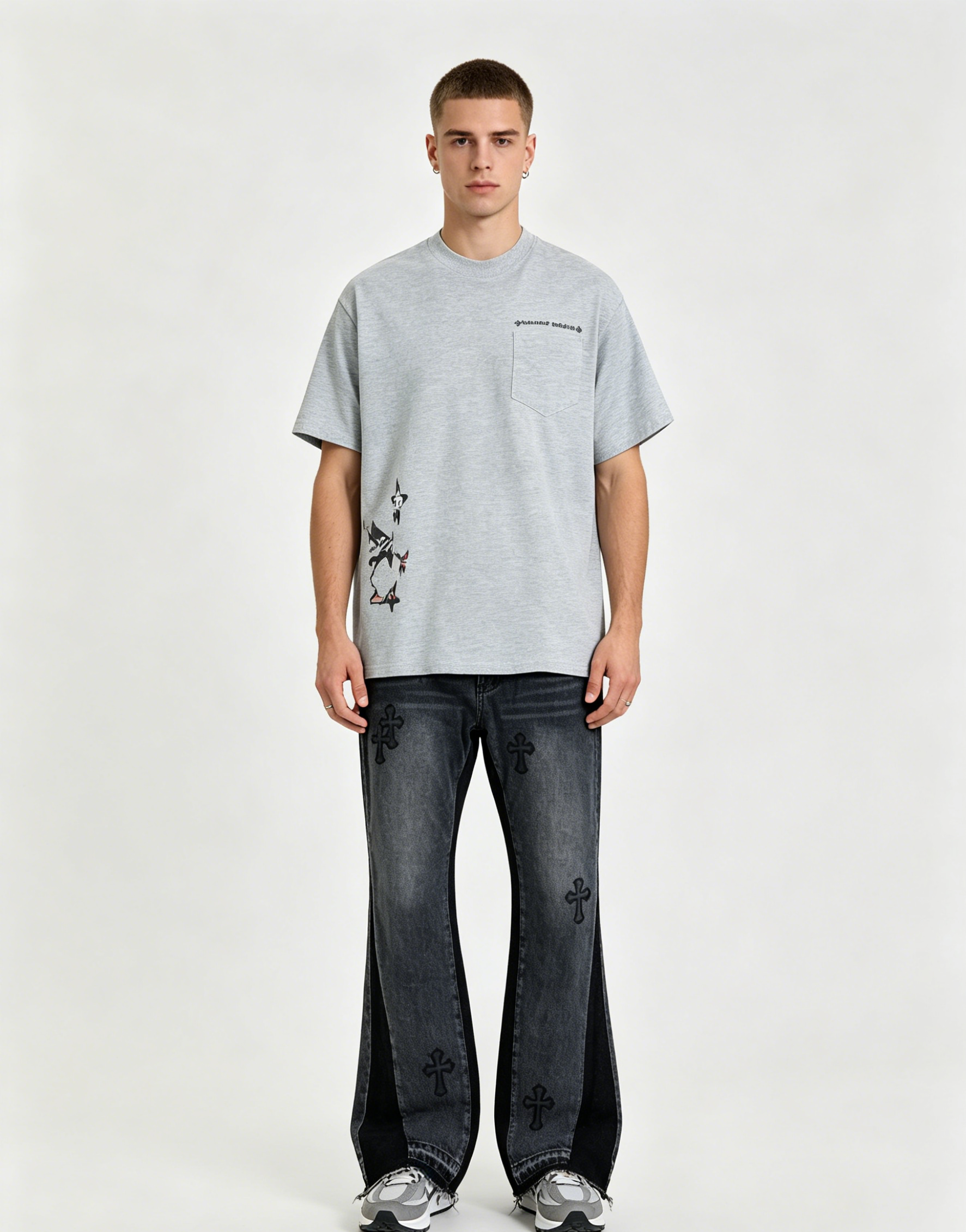 Chrome Hearts T-shirt 2236 and GALLERY DEPT flared jeans G99 Suit