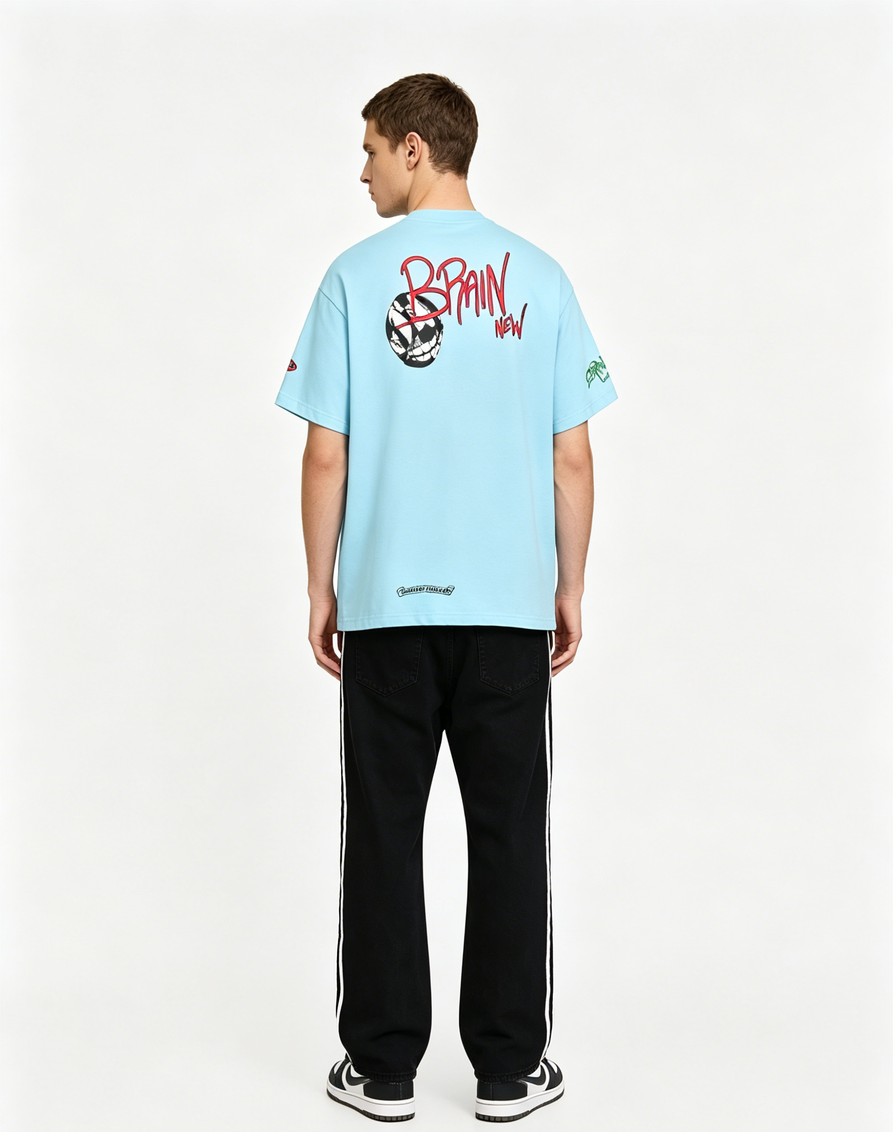 Chrome Hearts T-shirt Blue 2220 and GALLERY DEPT white jeans G78 Suit