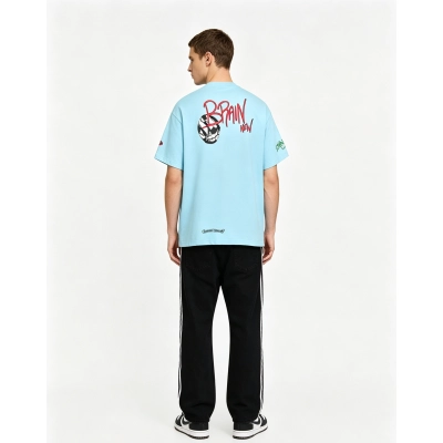 Chrome Hearts T-shirt Blue 2220 and GALLERY DEPT white jeans G78 Suit 02