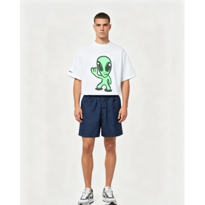 Balenciaga 25ss Alien Print T-Shirt and l-pattern embossed jacquard shorts Suit 01