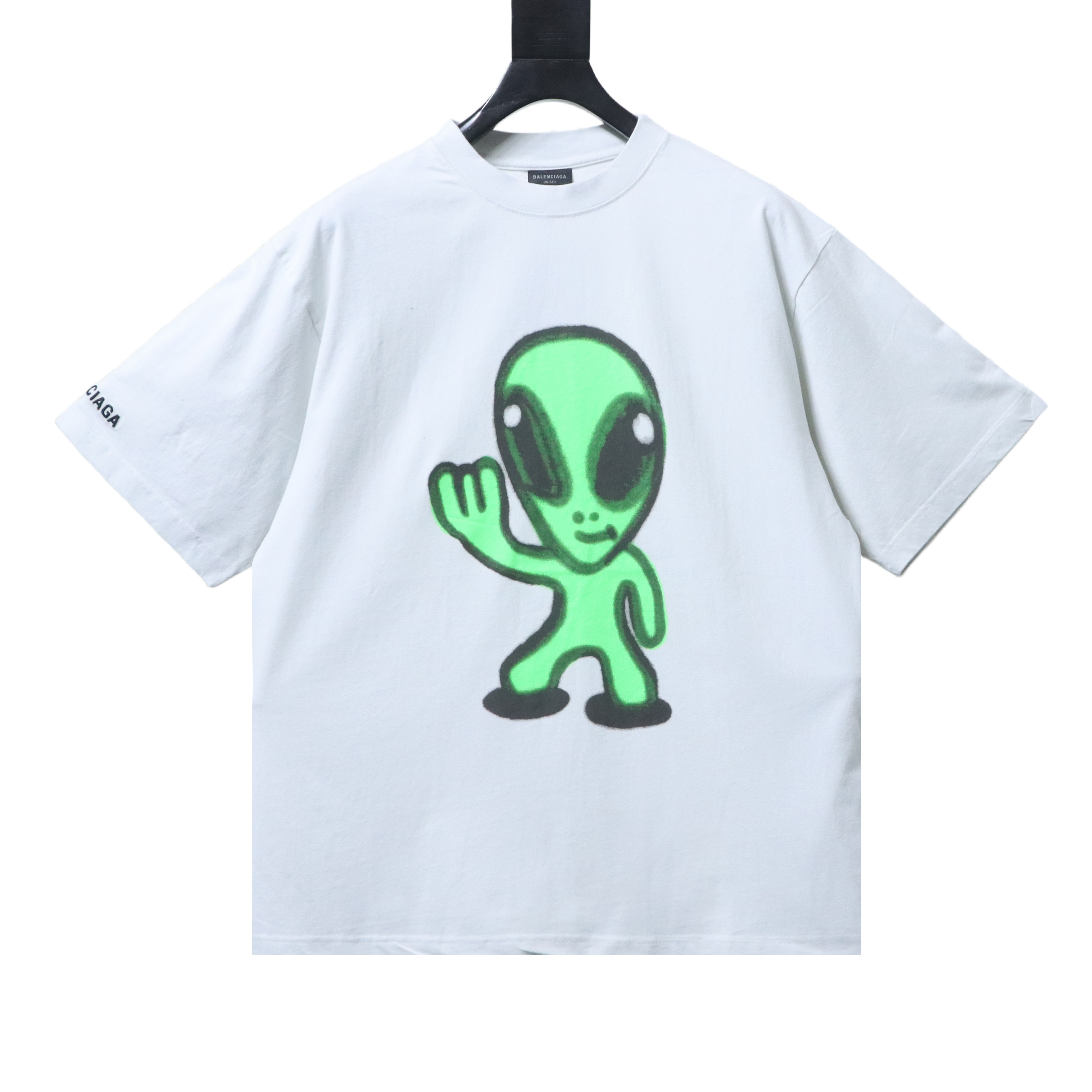Balenciaga 25ss Alien Print T-Shirt and l-pattern embossed jacquard shorts Suit