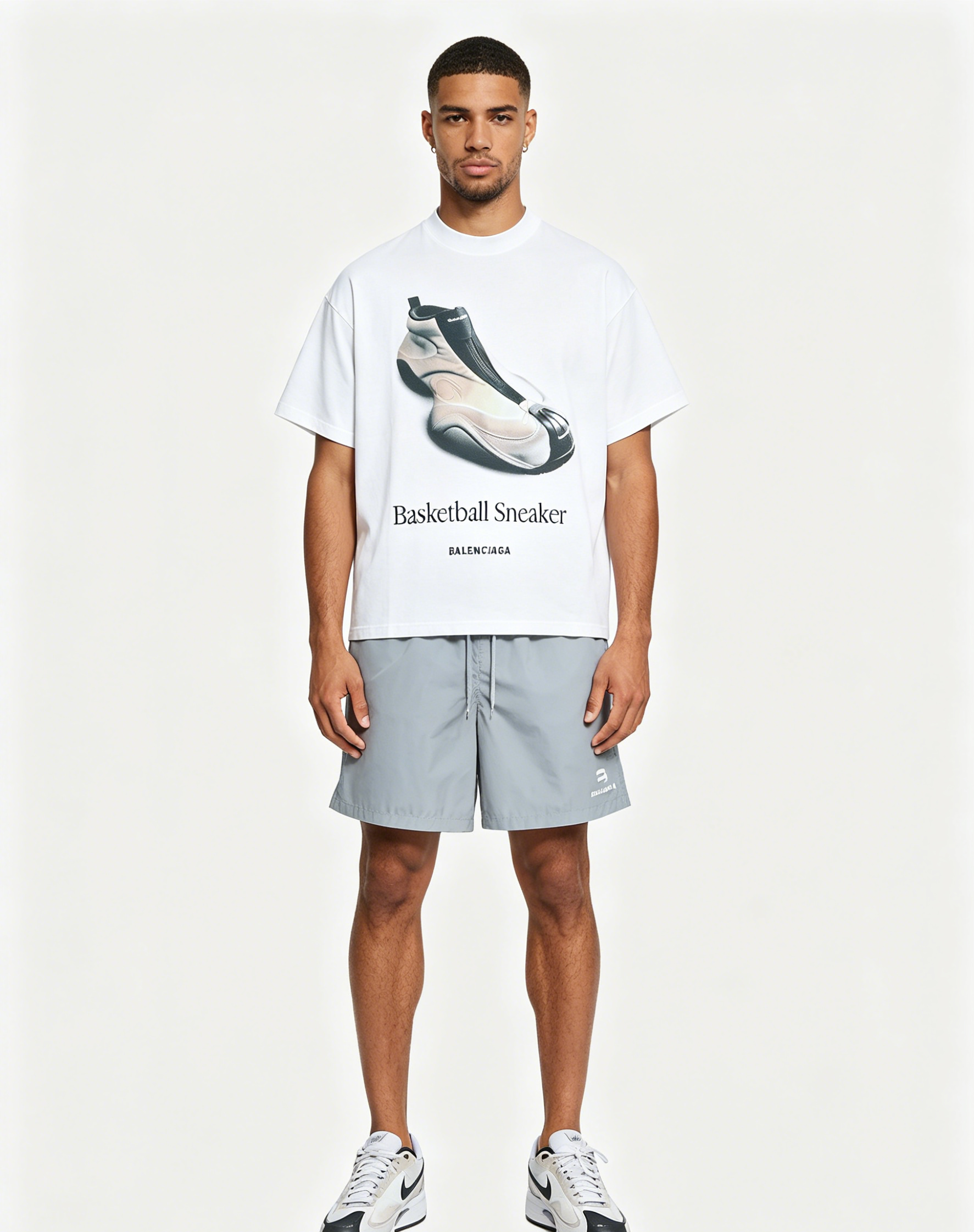Balenciaga 25ss Basketball Sneaker T-Shirt and Silicone Alphabet Letter Shorts Suit