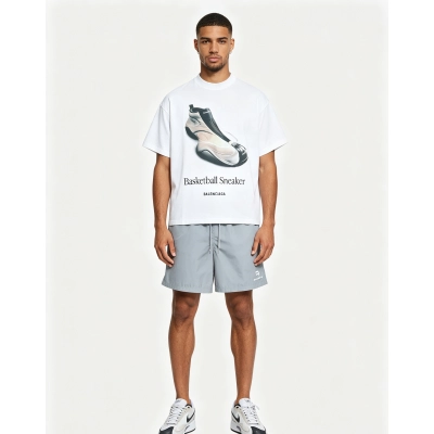 Balenciaga 25ss Basketball Sneaker T-Shirt and Silicone Alphabet Letter Shorts Suit 01