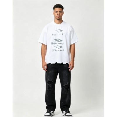Balenciaga 25ss Graffiti T-shirt h16016 and 25FW Distressed Jeans h16016 Suit 01
