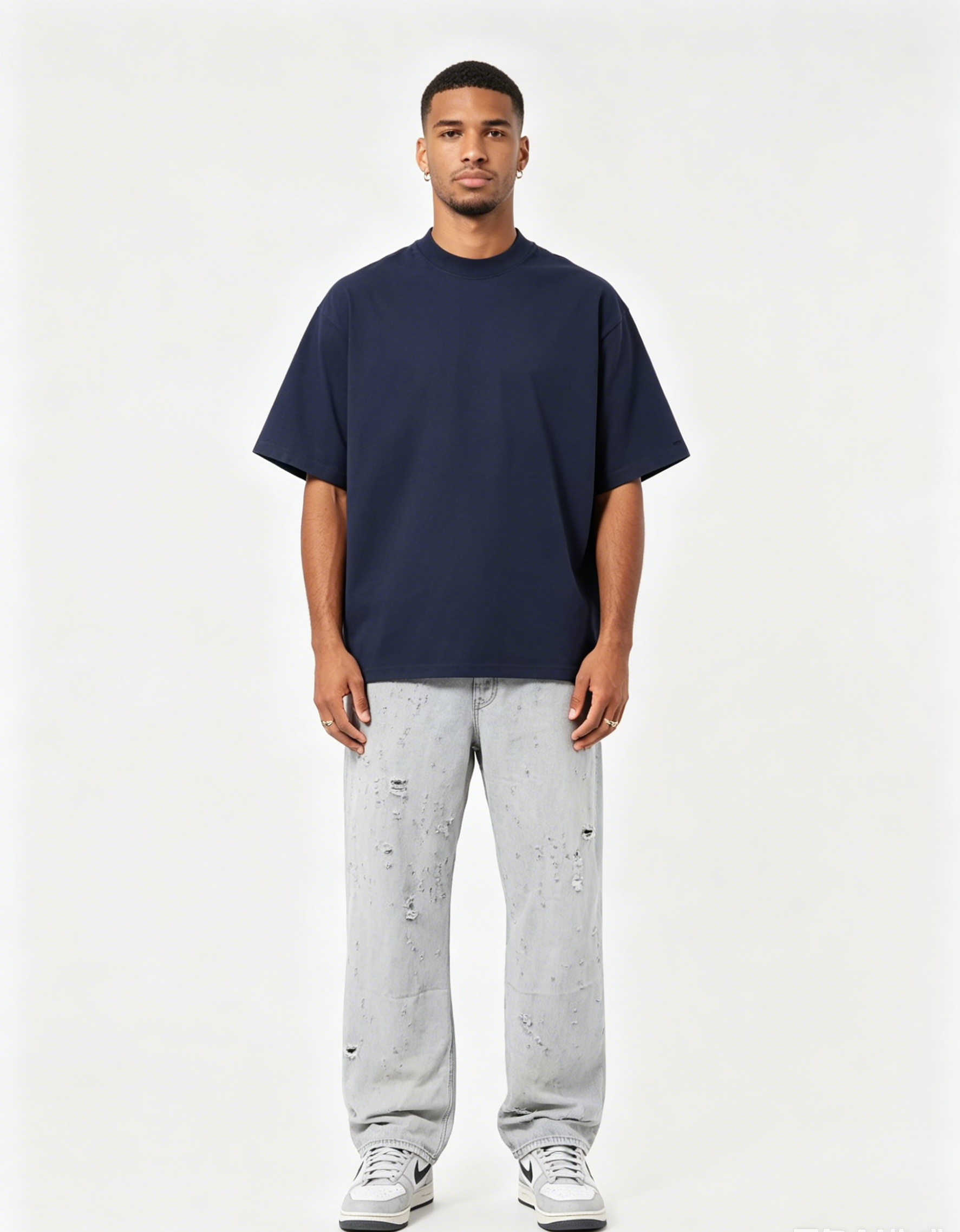 Balenciaga Red masking tape letters T-shirt and large destructive blade-cut jeans Suit