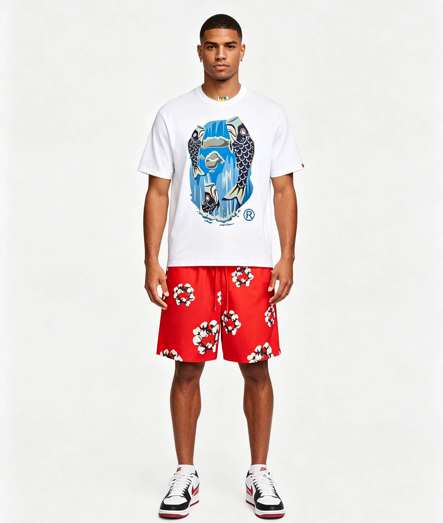Bape T-Shirt P120D006 and Denim Tears Shorts P2708615 Suit