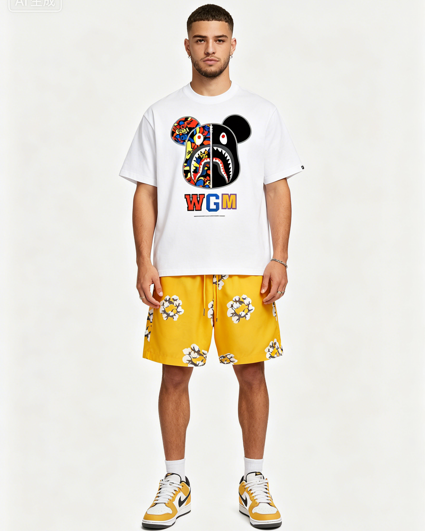 Bape T-Shirt P120SC043 and Denim Tears Shorts P2708615 Suit