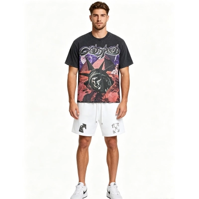 Godspeed T-Shirt Washed 1168 and OFF-WHITE Cotton Shorts 1027 Suit 01