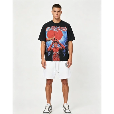 Godspeed T-Shirt Washed 1177 and OFF-WHITE Cotton Shorts 1018 Suit 01