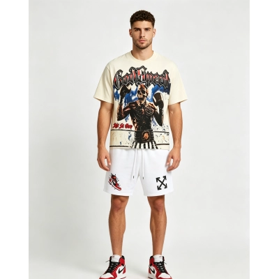 Godspeed T-Shirt Washed 3160 and OFF-WHITE Cotton Shorts 1013 Suit 01