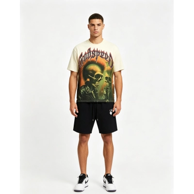 Godspeed T-Shirt Washed 3169 and OFF-WHITE Cotton Shorts 1213 Suit 01