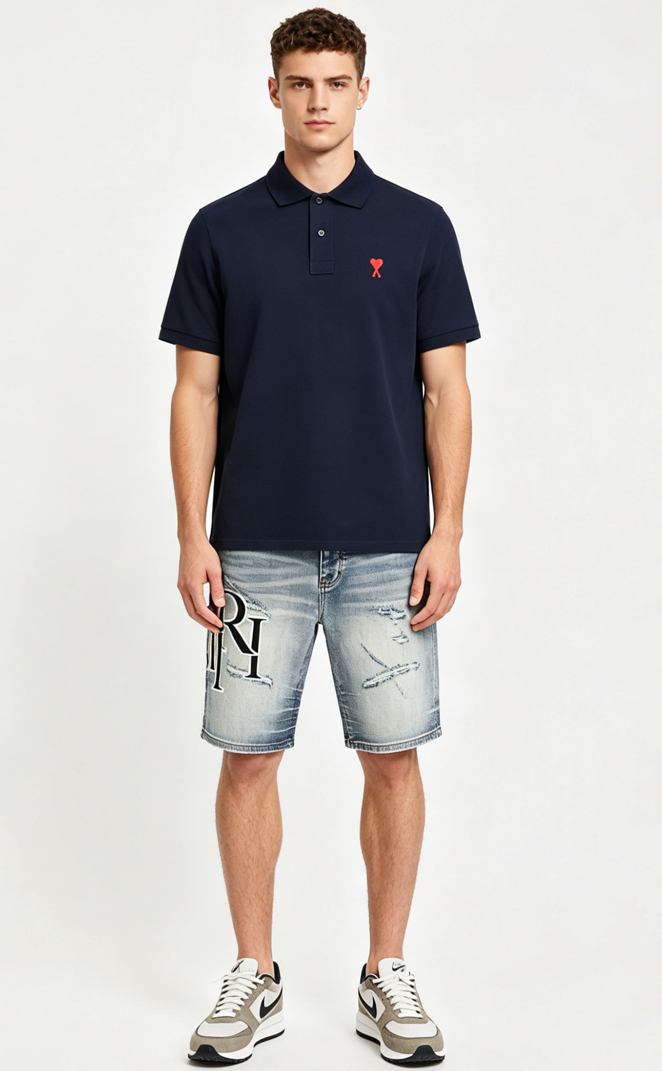 AMIRI Polo T-shirt h17017 and Shorts AM607 Suit