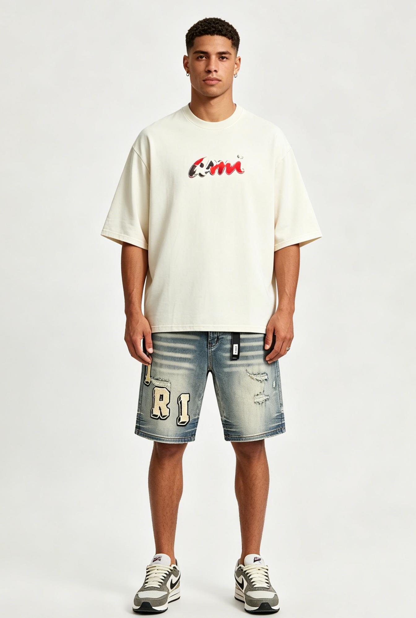 AMIRI T-shirt h18016 and Shorts AM603 Suit