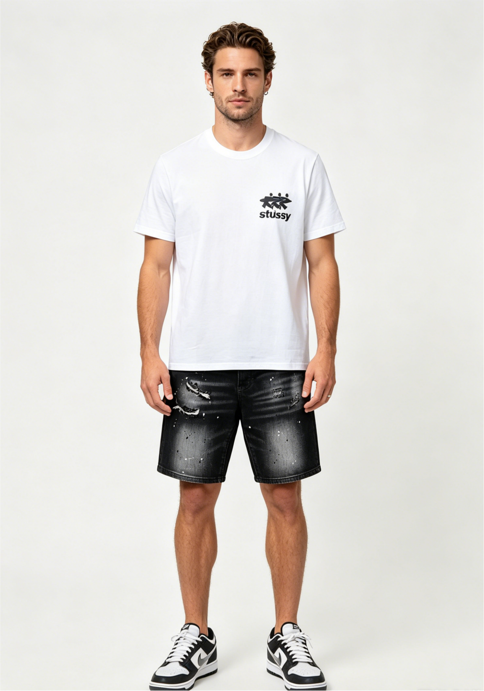 Stussy T-shirt h11014 and Dsquared2 Jeans Shorts 2036 Suit