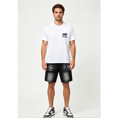 Stussy T-shirt h11014 and Dsquared2 Jeans Shorts 2036 Suit 01