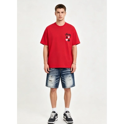 Stussy T-shirt XB980 and Dsquared2 Jeans Shorts 2053 Suit 01