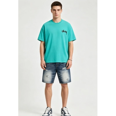 Stussy T-shirt XB982 and Dsquared2 Jeans Shorts 2038 Suit 01