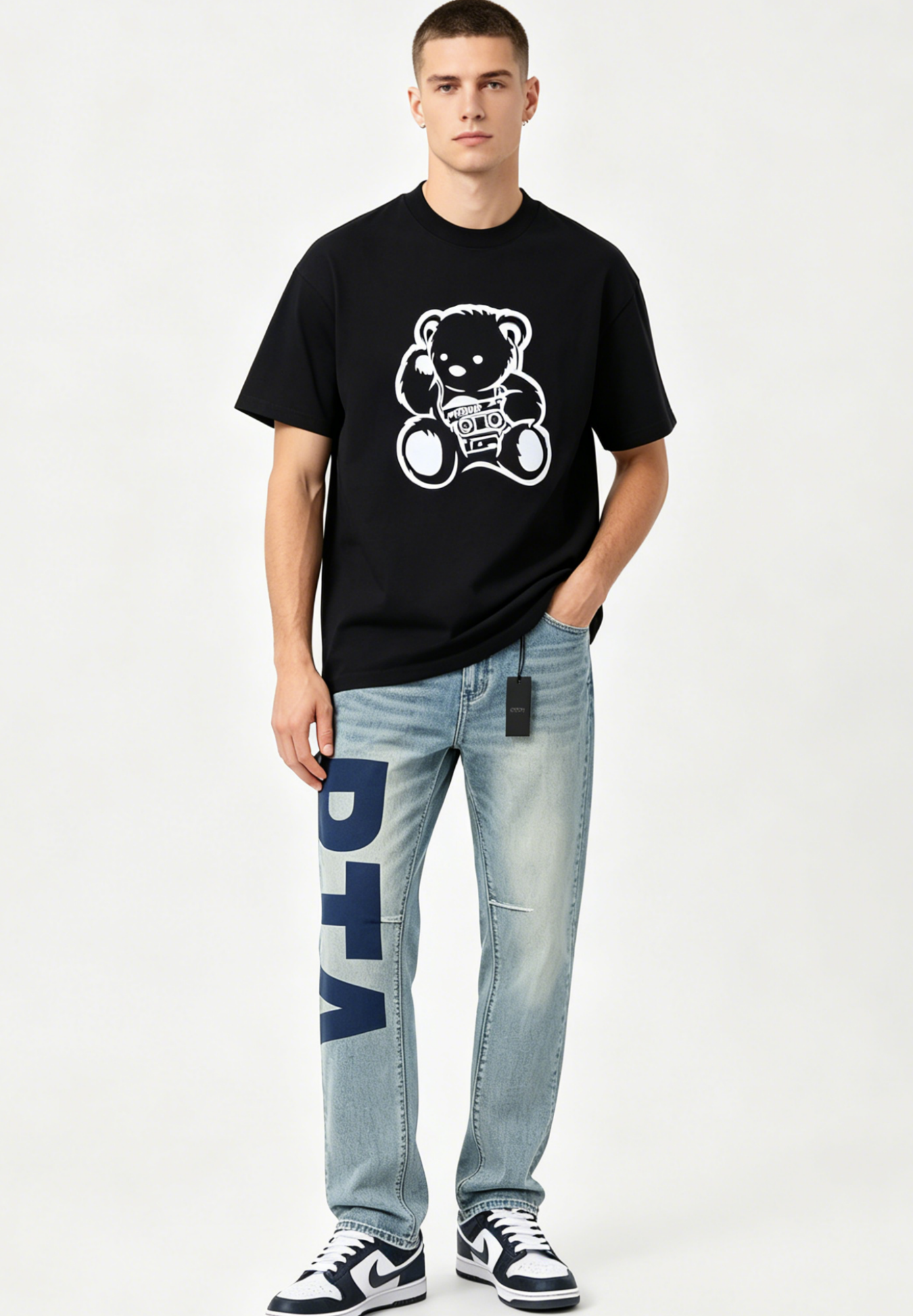 WE11DONE T-shirt Teddy Bear and RTA Shorts RA915 Suit