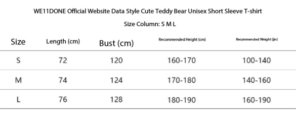 WE11DONE T-shirt Teddy Bear and RTA Shorts RA915 Suit