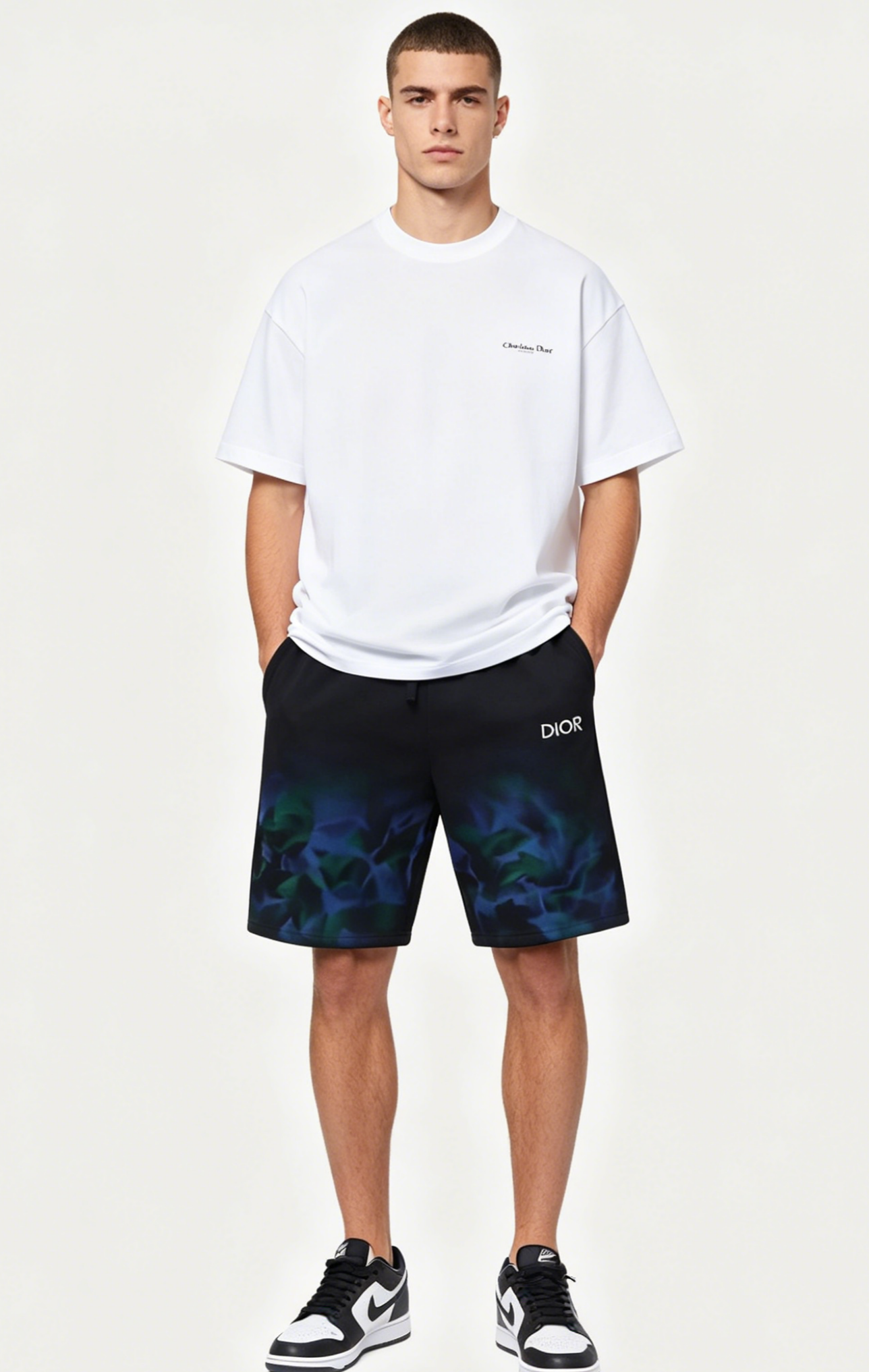Dior T-shirt 25ss Lily of the Valley and Smoke Render Shorts Suit