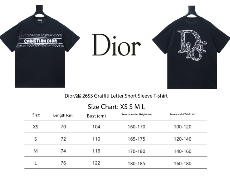 Dior T-shirt 26ss Doodle letters and Full-printed presbyopia Shorts Suit