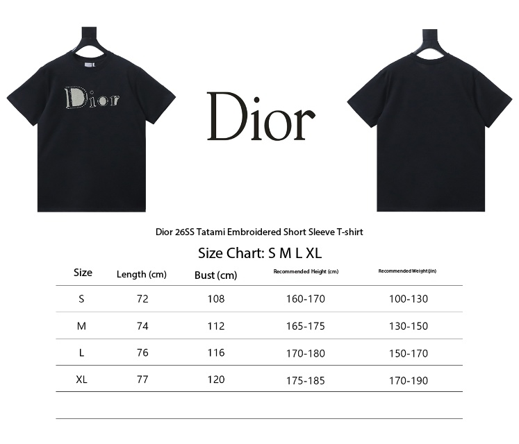Dior T-shirt 26ss Mbroidery and Distressed Patchwork Wide-Leg Jeans Suit