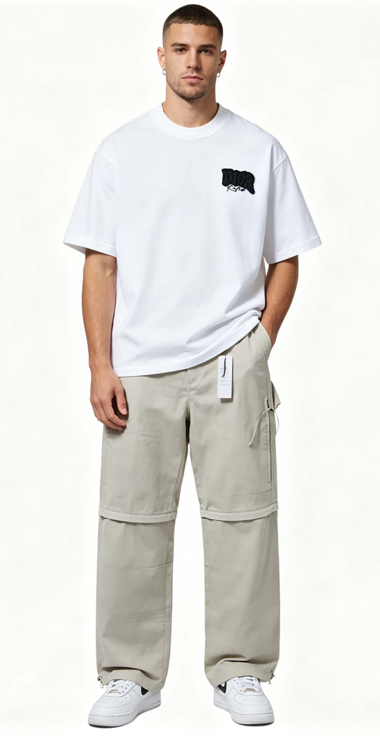 Dior T-shirt Back Large Logo and 25ss Detachable Saddle Bag Work Pants Suit