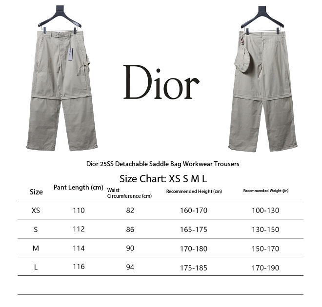 Dior T-shirt Back Large Logo and 25ss Detachable Saddle Bag Work Pants Suit