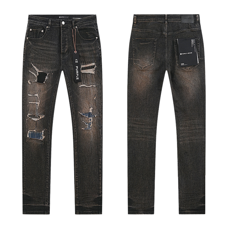OFF-WHITE T-shirt Sandblasted Twill and Purple Brand Jeans PU157# Suit