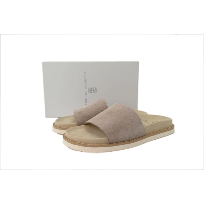 PKGoden Brunello Cucinelli Suede 1Slide Sandals Beige 01