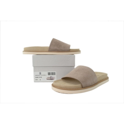 PKGoden Brunello Cucinelli Suede 1Slide Sandals Beige 02