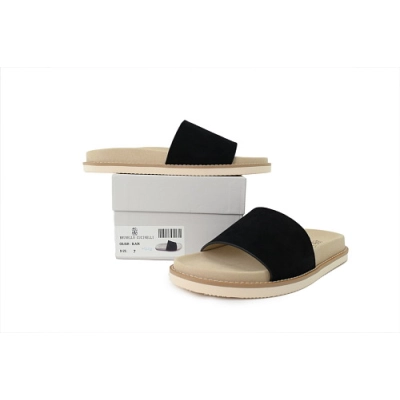 PKGoden Brunello Cucinelli Suede 1Slide Sandals Black 02