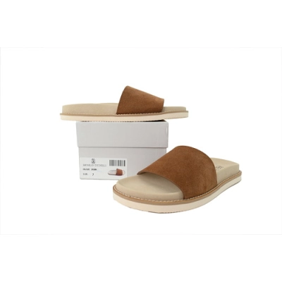 PKGoden Brunello Cucinelli Suede 1Slide Sandals Brown 02