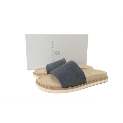 PKGoden Brunello Cucinelli Suede 1Slide Sandals Grey 01