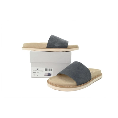 PKGoden Brunello Cucinelli Suede 1Slide Sandals Grey 02