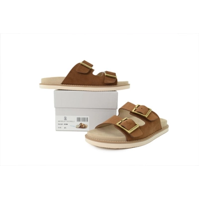 PKGoden Brunello Cucinelli Suede Slide Sandals Brown 02