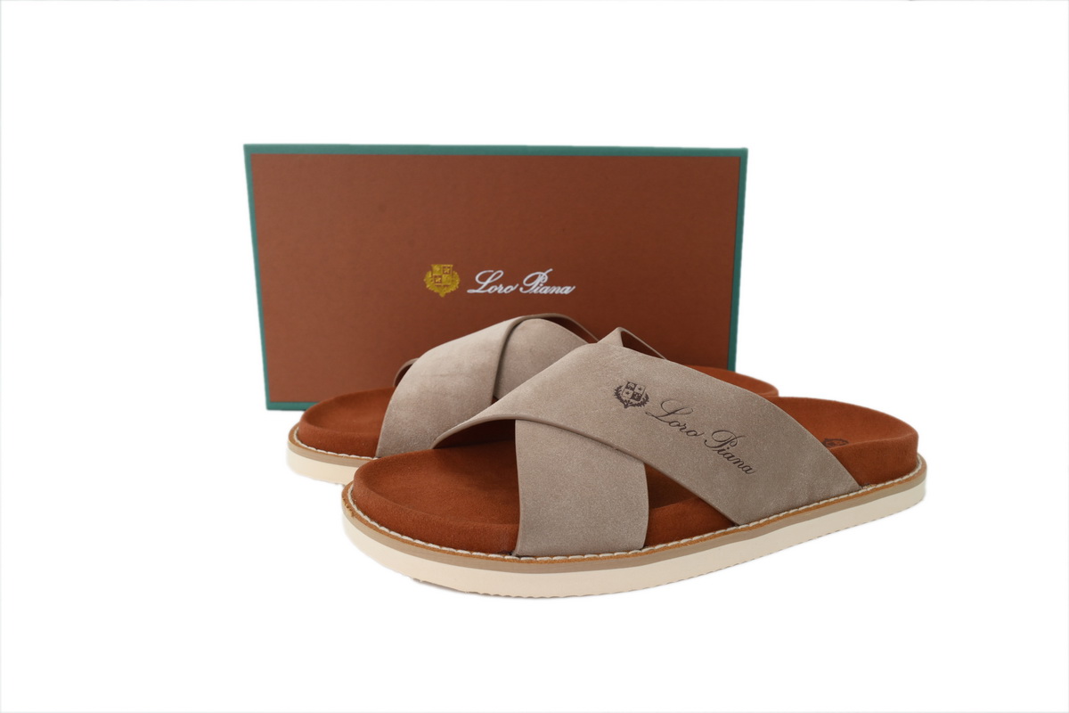 Hermes Flat Cross-strap Flip-flops Slippers LP Beige