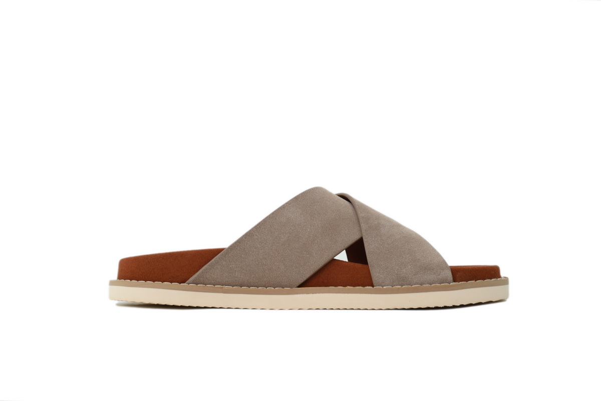 Hermes Flat Cross-strap Flip-flops Slippers LP Beige