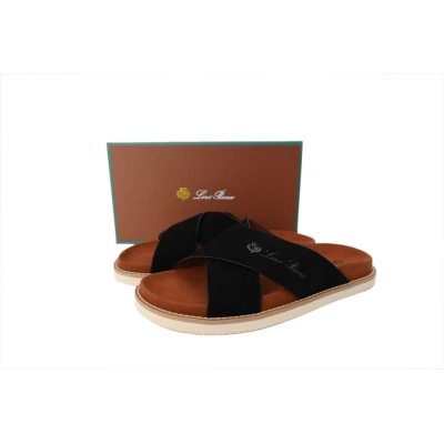 Hermes Flat Cross-strap Flip-flops Slippers LP Black 01
