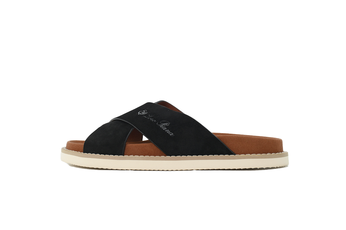 Hermes Flat Cross-strap Flip-flops Slippers LP Black