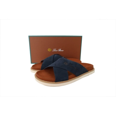 Hermes Flat Cross-strap Flip-flops Slippers LP Blue 01