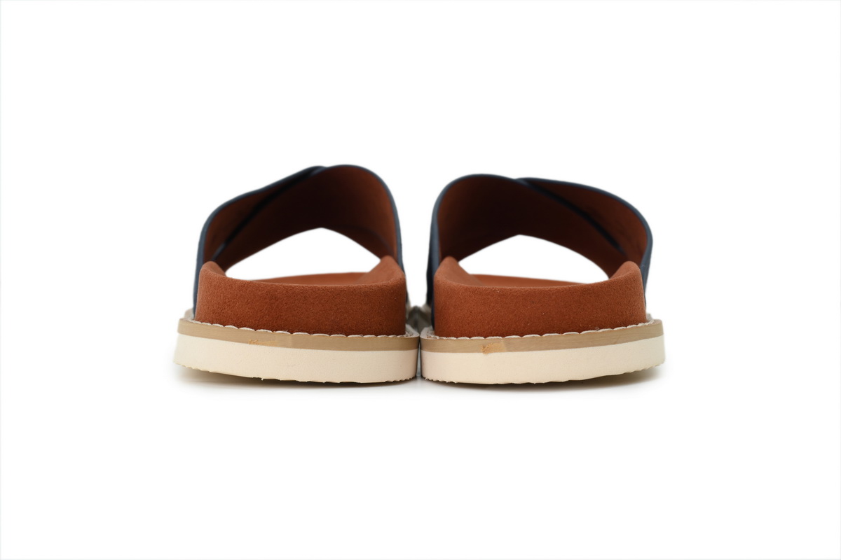 Hermes Flat Cross-strap Flip-flops Slippers LP Blue